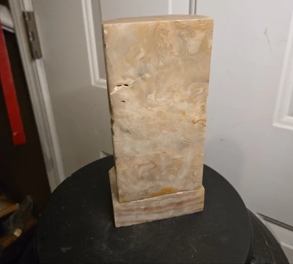 Carved Stone Sculpture Book End - Cream and Brown - Picture 7 of 10